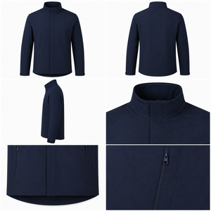 Chaqueta unisex de softshell con cremallera completa, cuello alto, cortavientos, informal, para exteriores, corte regular, poliéster, resistente al viento, precio económico. - Product Image 2