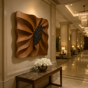 Escultura de Madera Artesanal para Decoración de Pared de Sala de Estar, Arte de Pared de Madera Orgánica con Fluidez Escultural - Product Image 6