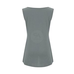 Camiseta sin mangas gris jaspeado de talla grande para mujer, cuello redondo, mezcla de algodón, top básico para capas, venta al por mayor de fábrica - Product Image 5