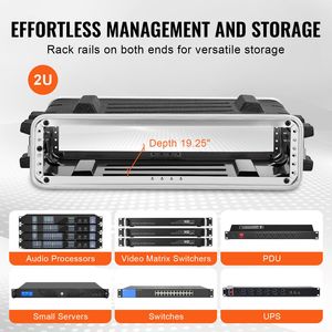 Armadio Rack 2U per Impieghi Gravosi per Rete Domestica, Standard 19 Pollici, Capacità 15U, Costruzione in ABS, Chiusure a Farfalla, Maniglia, Armadio Server - Product Image 6