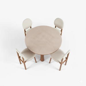 Midcentury Modern Wood <b>Round</b> <b>Dining</b> <b>Table</b> Set with <b>4</b> <b>Chairs</b> Solid Back Design <b>for</b> Home <b>Dining</b> Room Furniture - Product Image 3