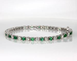 Natural Emerald Zircon Sterling Silver 24K Gold Plated Charm <b>Bracelet</b> Luxury Fine Jewelry Customized Design Elegant Women's Gift - Product Image 6