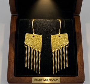 Pendientes Geométricos de Latón Hechos a Mano, Rectángulos Texturizados, Cadenas Finas Colgantes, Chapado en Oro, Acabado Resistente al Deslustre, Regalo - Product Image 2