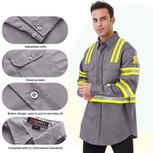 Vêtements de travail de haute qualité 100% coton FR antistatiques certifiés CE, manches longues, ignifuges, pour soudeurs américains, mineurs et électriciens - Product Image 5