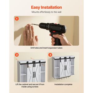 Armadietto da Bagno a 2 Ante con Ripiani Regolabili, Organizzatore Sospeso per Toilette, Armadietto Portamedicinali con Montaggio a Parete - Product Image 6