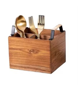Support à couverts en bois artisanal de style américain très tendance et durable pour mariage, repas et cuisine, avec multiples compartiments de rangement - Product Image 2