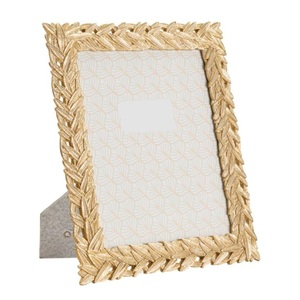 Ornate Golden Polyresin <b>Picture</b> <b>Frame</b> <b>Vintage</b> Textured Anthurium Leaf Desktop Photo <b>Frame</b> Luxury Hotel Living Room Decorative - Product Image 3