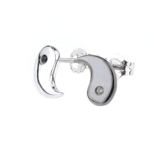 Diseño personalizado 925 joyería de plata esterlina Feng Shui Yin Yang pendientes Stud CZ piedra pendiente Hiphop Stud - Product Image 3