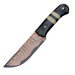Couteau de chef artisanal en acier damas cuivré pour la préparation culinaire, la cuisson, la découpe, le tranchage et le hachage - Product Image 1