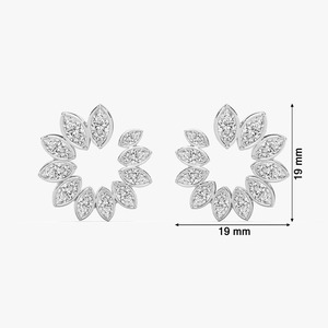 IGI Certified Women's Trendy Marquise Cut <b>14K</b> White <b>Gold</b> Lab Grown Diamond Front to Back <b>Hoop</b> <b>Earrings</b> - Product Image 4