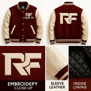 Custom Varsity Jacket Mens Wool Body Genuine Leather Sleeves Embroidered Logo Letterman Jacket OEM Wholesale - Product Image 5
