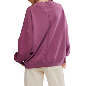 Sudadera de cuello alto de algodón suave estilo streetwear personalizada, suéter oversize de felpa para mujer - Product Image 2