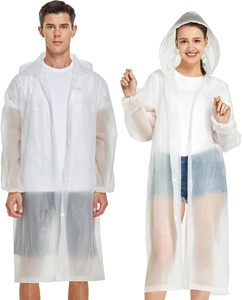 Quality <b>Long</b> Rain Jacket Waterproof Hooded <b>Coat</b> for Men and Women Clear Green Rainwear <b>Lightweight</b> Travel Windbreaker New Top - Product Image 4