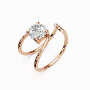 Anillo de banda abierta curvada con corte redondo de moissanita de 1.00 quilates, diseño único en plata 925 original con baño de oro rosa, ideal para regalo de promesa nupcial. - Product Image 2