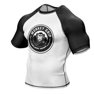 Vente en gros de t-shirts de compression à manches courtes pour hommes, MMA, BJJ, Jiu Jitsu, grappling, entraînement, sports de combat, vêtements de fitness pour la salle de sport - Product Image 2