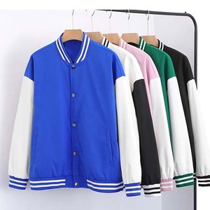 Chaquetas Universitarias de Béisbol Unisex con Diseño de Color Personalizado, Cuello Alto, Capucha, Transpirables, 100% Lana, Diseño Geométrico de Dibujos Animados - Product Image 1