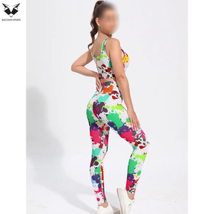 Newest Colorful <b>Paint</b> Splatter Print Yoga <b>Set</b> High Waist Leggings Crop Top 2 Piece Activewear Workout Wear Spandex Polyester - Product Image 3