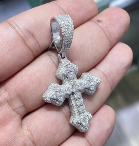 Colgante de Cruz de Jesús con Moissanita Iced Out, Plata 925, Joyería Hip Hop para Hombre, Collar de Crucifijo con Diamantes Brillantes, Venta al por Mayor - Product Image 6