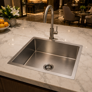 Brushed Stainless Steel 304 Grade <b>Kitchen</b> <b>Sink</b> Industrial Style Single Bowl Workstation Basin - Product Image 5