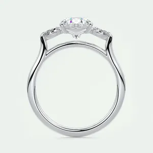 Moissanite Engagement <b>Ring</b> <b>925</b> Sterling <b>Silver</b> White Gold Plated Oval Cut Luxury Wedding <b>Ring</b> for Women - Product Image 4