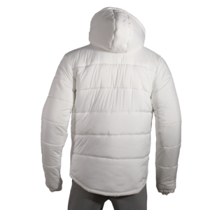 <b>Men's</b> Custom Embroidered Logo White Puffer <b>Jacket</b> Lightweight <b>Warm</b> Duck Down Filled | Winter Outdoor Hooded Puff <b>Jacket</b> - Product Image 2