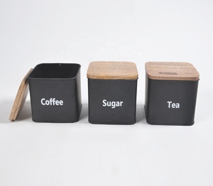 Lot de 3 bidons typographiques créatifs en charbon de fer galvanisé avec couvercle en bois, faits à la main, quantité minimale de commande bas, fabricant en gros - Product Image 2