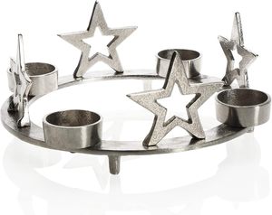 Support de bougie en aluminium argenté à 4 bras, résistant à la chaleur, décoration de Noël, candélabre en métal - Product Image 3