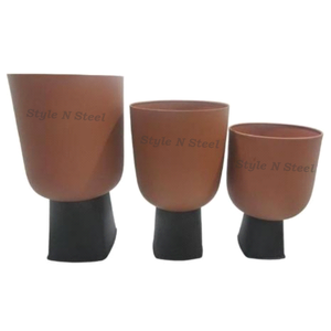 Planter Set Powder Coated Durable Multi-Purpose Outdoor & Indoor Floor Planter with Drainage - Product Image 1