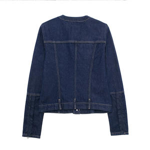 Chaqueta vaquera azul clásica para mujer, corte ajustado, con botones al frente, manga larga, estilo retro informal - Product Image 6