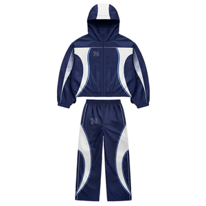 Conjunto de chándal cortavientos de nailon personalizado con bloques de color para hombre, chaqueta con cremallera, pantalones deportivos, jogger, bordado, logotipo personalizado, OEM, ODM - Product Image 1