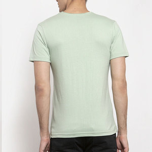 T-shirt décontracté uni à col rond avec poche poitrine, respirant et à séchage rapide, 100 % coton, couleur unie, pour homme, service OEM, collection 2025 - Product Image 6