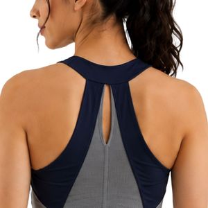 Débardeur de sport pour femme bleu marine et gris, sans manches, pour yoga, fitness, entraînement, course à pied, gym, vêtements de sport, séchage rapide, gilet athlétique, logo personnalisé - Product Image 6