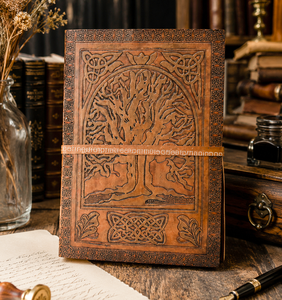 Engraved Tree of Life Leather Journal Handmade Notebook Vintage Diary for Writing Sketching Travel and Journaling - Product Image 1