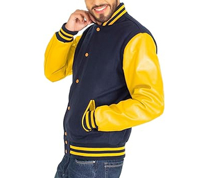 2025 Vintage Sport Style Women's Custom Plus Size Leather Sleeve Jacket Long Breathable Custom Knitted for <b>Men</b> for Winter - Product Image 3