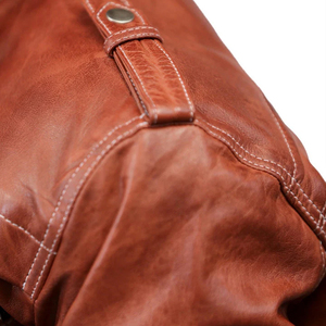 Leather with Embroidery <b>Sheepskin</b> <b>Jacket</b> Wholesale Custom Men's Winter Bomber Winter <b>Jacket</b> High Quality Windproof - Product Image 4