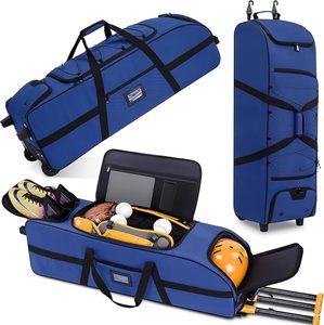 Bolsa de Transporte con Ruedas para Equipo de Béisbol, Bolsa Grande y Suave con Ruedas para 4 Bates, Múltiples Bolsillos, Gancho para Valla, Equipo de Béisbol y Sóftbol, Vinilo - Product Image 1