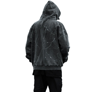 Sweat à capuche délavé à l'acide pour homme, vintage, lavé, à manches longues, streetwear, coupe ample, polaire doux, couleurs personnalisées, vente en gros - Product Image 3