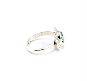 Élégante bague en turquoise bleu cuivre, argent sterling 925, simple, avec cabochon ovale, bijou pour mariage ou fête, cadeau - Product Image 3