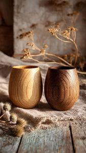 Taza de Café de Madera Hecha a Mano, Taza de Madera Maciza con Acabado Natural, Estilo Rústico, Ecológica y Reutilizable para el Hogar - Product Image 2