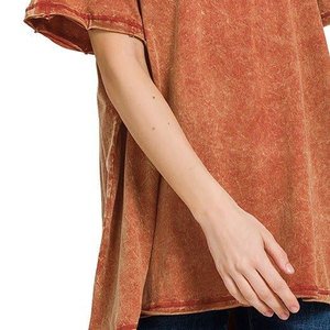 Camiseta de Mujer Casual de Alta Calidad, 100% Algodón Jersey, Lavado Ácido, Manga Corta, Cuello Redondo, Transpirable, Ecológica, con Logotipo Personalizado - Product Image 6