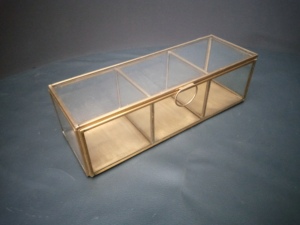 Artisan Design B54 Brass/Glass Cosmetic & Jewelry Organizer <b>Box</b> with Dividers and Glass Panels for <b>Makeup</b> and Jewelry Storage - Product Image 6