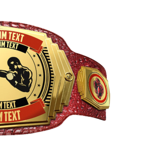 Ceinture de championnat de boxe personnalisée avec texte et design sur mesure, ceinture rouge et or de qualité supérieure pour les événements de boxe et les collectionneurs - Product Image 3