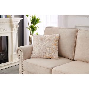 Cuscino decorativo in pelliccia sintetica cincillà Beige dorato di lusso da 22 pollici X 22 pollici - Product Image 3