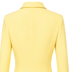 Blazer amarillo personalizado para mujer, doble botonadura, corte ajustado, manga larga, formal, para oficina, uniforme, traje, chaqueta con personalización - Product Image 4
