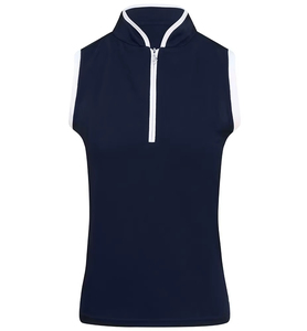 Polo sans manches pour femme, bleu marine, à séchage rapide, tricoté, pour le golf, coupe classique - Product Image 3