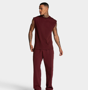 Débardeur Rétro Homme Été Sans Manches 100% Coton Couleur Unie Tricoté Épais Décontracté Sport Fitness Extérieur - Product Image 2