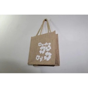 Sac à provisions en toile et jute à motif personnalisé durable avec poignée en corde Sac à lunch écologique - Product Image 5