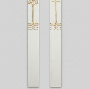 Étole de clergé brodée main en satin polyester blanc et or, pour chœur d'église et processions, design personnalisé - Product Image 2