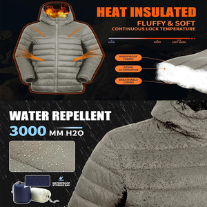 Men's Hooded Puffer Jacket Lightweight Windproof Solid Color Polyester Quilted <b>Coat</b> Casual Autumn Wear - Product Image 2