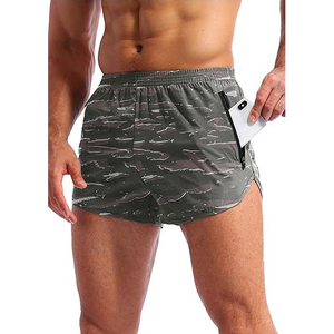 Shorts de sport pour homme, camouflage, séchage rapide, respirants, avec taille élastique et poches latérales, longueur mi-longue, 100% coton, vêtements de sport - Product Image 1